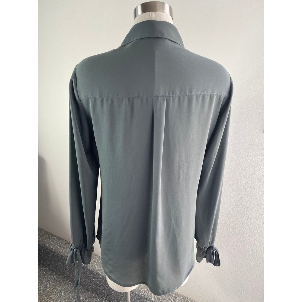 Express Portofino Shirt Women Medium Slim Fit Olive Long Sleeve Button Up Blouse - Picture 7 of 8